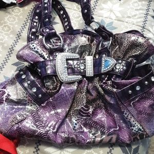 Zebra print purple purse